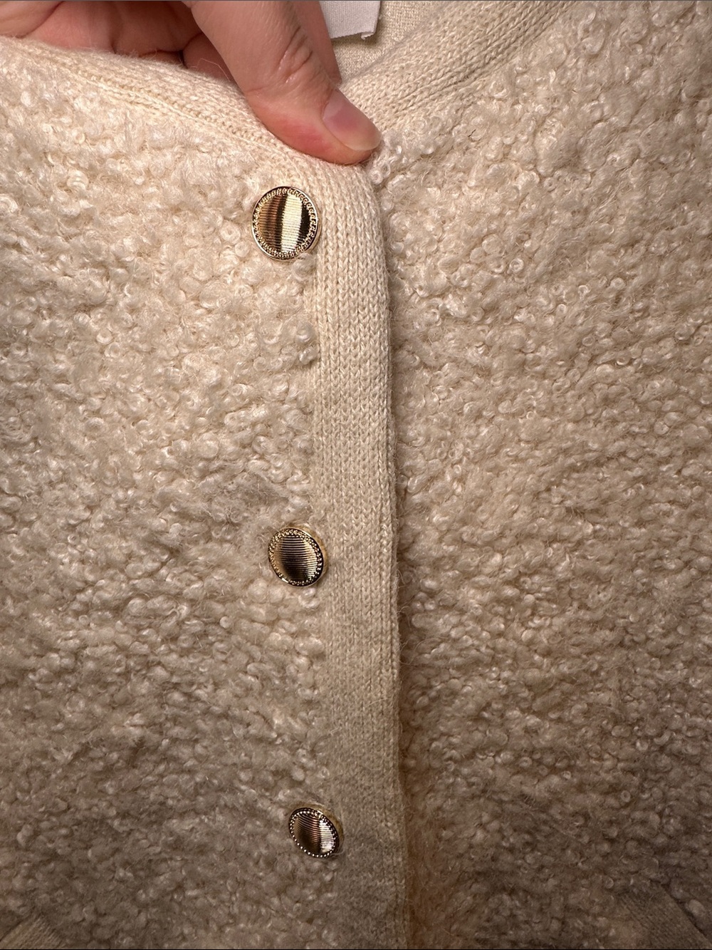 Tuckernuck Hyacinth House Cream Sherpa Cameron Jacket Gold Button - Picture 3 of 14